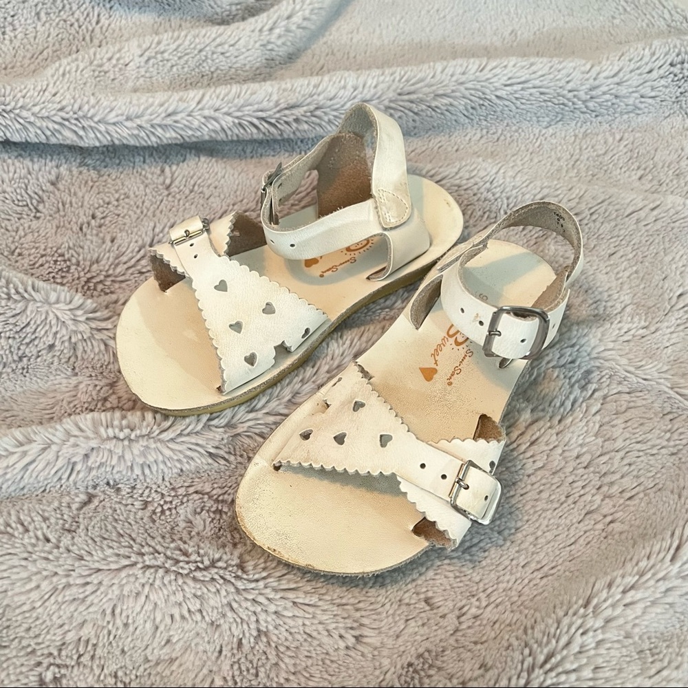 Sun-San Sweet❤️white, leather sandals. Girls size 9
